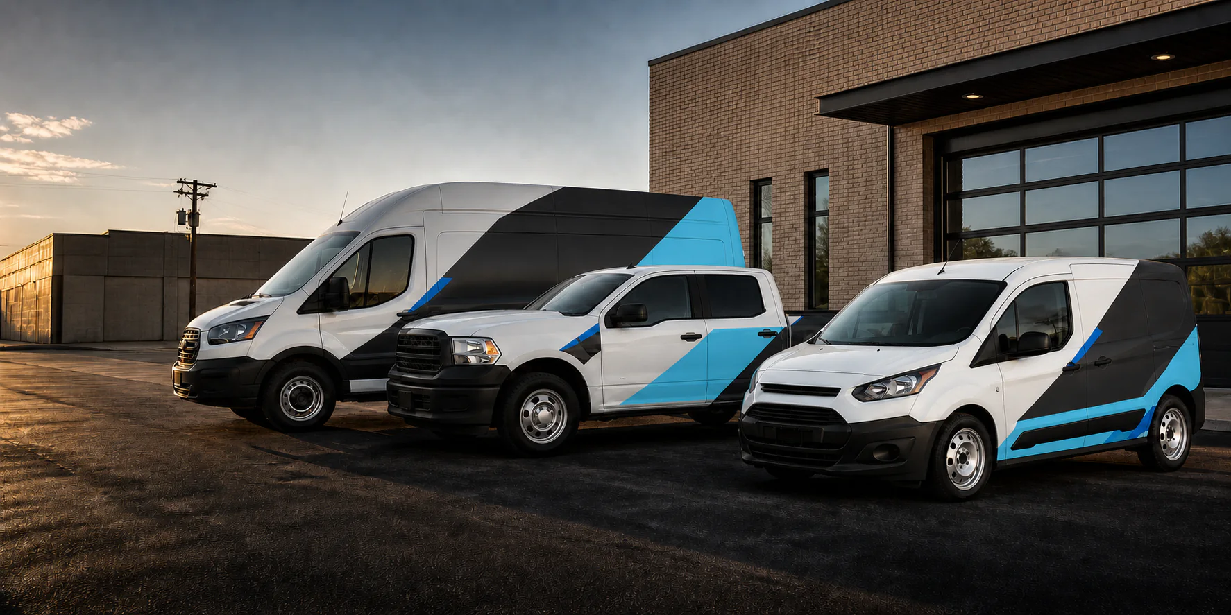Illustrative example of a coordinated commercial fleet graphic system